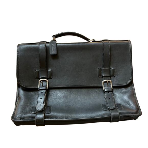 Vintage Black Leather COACH Madison 5325 Briefcase / hang tag - Picture 1 of 16